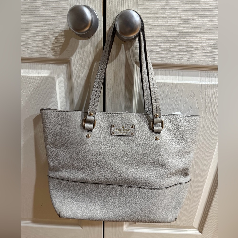 Kate Spade Light Gray Pebbled Tote